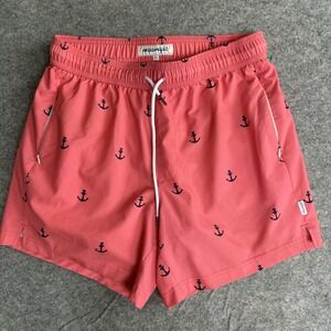 Maamgic Swim Trunks Shorts Mens Large Coral Anchors Quick Dry Lined Nautical